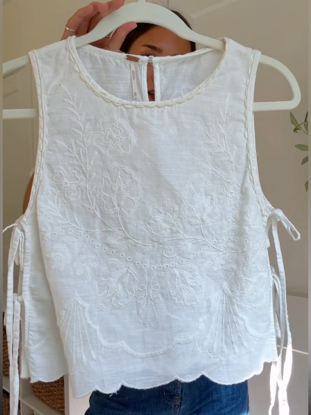 Free People White Faded Gardens Tank - XS
